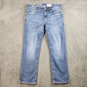 Y2K TK Axel Slim Boot Jeans Mens 34x32 Denim Medium Wash Embroidered Flap Pocket